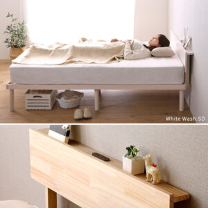 【宮セット】パイン材高さ2段階調整脚付きすのこベッド(ダブル)