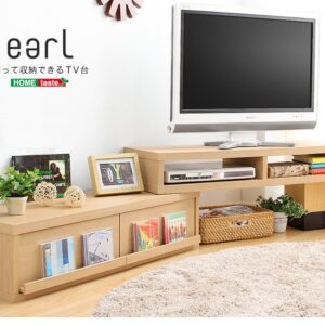 完成品伸縮式テレビ台【アール-EARL】(コーナーTV台・ローボード・リビング収納)