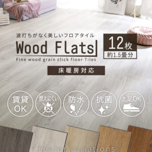はめこみ式フロアタイル 12枚セット【Wood Flats-ウッドフラッツ-】
