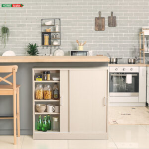 さわやかなカウンター下引き戸収納9015