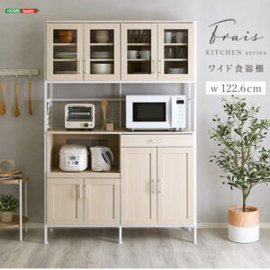 さわやかなオシャレワイド食器棚　【Frais-フレ-】