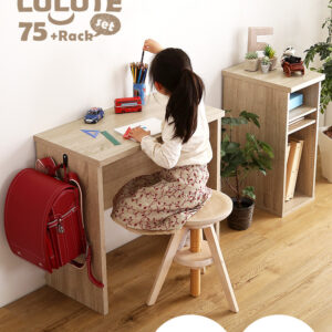 シンプルデスク75cm幅+サイドラック30cm幅セット【LULUTE-ルルテ-】
