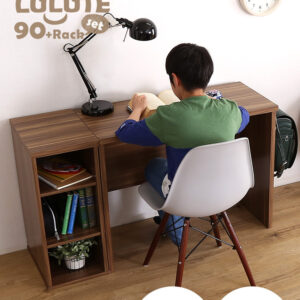 シンプルデスク90cm幅+サイドラック30cm幅セット【LULUTE-ルルテ-】
