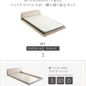 デザインフロアベッド ボンネルコイルマットレスセット(セミダブル)