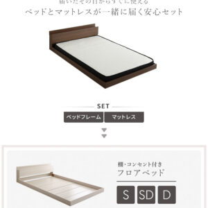 デザインフロアベッド ポケットコイルマットレスセット(ダブル)