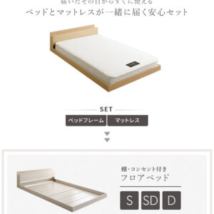 デザインフロアベッド 日本製ポケットコイルマットレスセット(シングル)