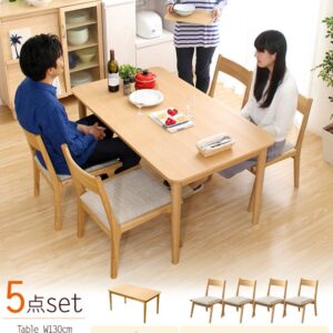 ダイニング5点セット（テーブル+チェア4脚）ナチュラルロータイプ　木製アッシュ材｜Risum-リスム-