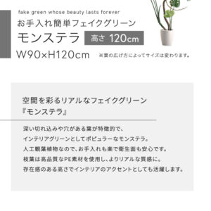 お手入れ簡単フェイクグリーン　モンステラ　Sサイズ(120cm)