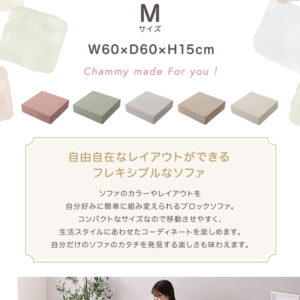 大人かわいいブロックソファ Mサイズ 【Chammy -チャミー-】