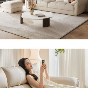 本革カウレザー 4人掛けアイボリーソファ+オットマン