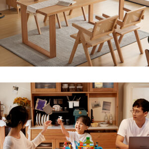 北米産オーク無垢材ダイニング5点セット 2m