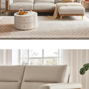 2段式クッション4人掛けソファ+オットマン