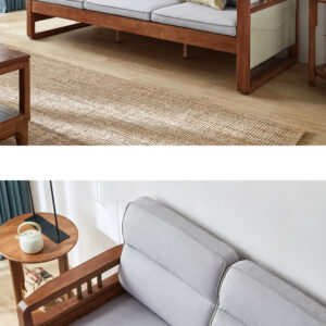 無垢材フレーム3人掛けソファ