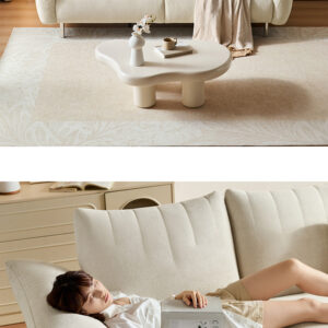 マットリネン生地3人掛けソファ