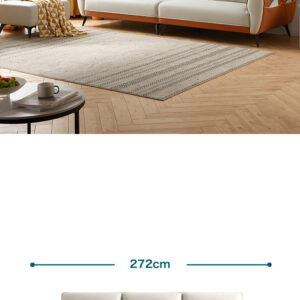 ツートンカラー左2人掛け+右2人掛けソファ+オットマン クッション付き