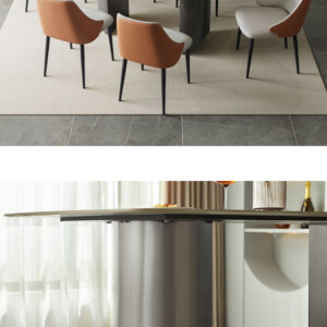 ダイニングテーブル＆チェア-オレンジ-　7点セット　160cm