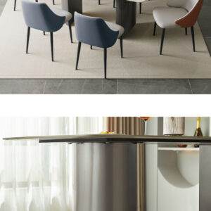 ダイニングテーブル＆チェア-オレンジ2脚＆ネイビー4脚 -　7点セット　180cm