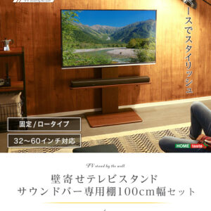 壁寄せテレビスタンド ロー固定タイプ ロー・ハイ共通 サウンドバー 100cm幅 SET